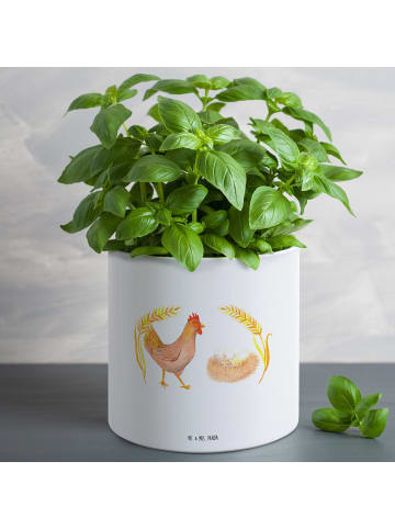 Mr. & Mrs. Panda XL Blumentopf Huhn Stolz ohne Spruch in Weiß