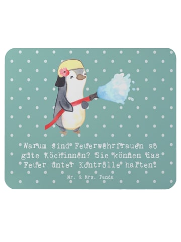 Mr. & Mrs. Panda Mousepad Feuerwehrfrau Köchin mit Spruch in Meeresbrise