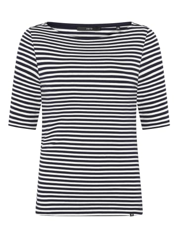Zero  Basic Shirt mit U-Boot-Ausschnitt in Cream/Dark Blue