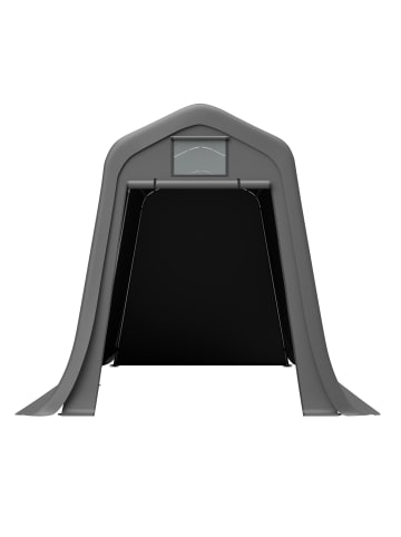 ABRIHOME Gerätehaus in Grau 366x213x225 cm wasserdicht mit Spitzdach Fenster