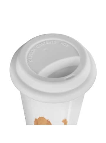 Mr. & Mrs. Panda Thermobecher Hund Flauschig mit Spruch in Weiß