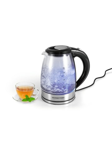 Gourmet Maxx Glas-Wasserkocher 1,8l 1800W schwarz/silber Schwarz