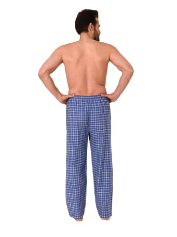 NORMANN Flanell Schlafanzug Hose kariert Baumwolle - 70221 in blau