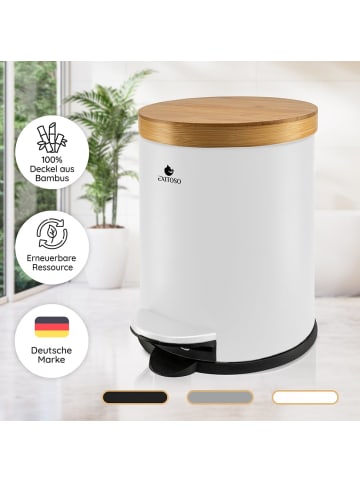 Exitoso EXITOSO Tretmülleimer mit Softclose-Deckel aus Bambus, 5 l - ideal für Bad & C