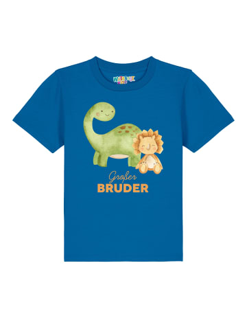 wat? Apparel T-Shirt Dinosaurier 06 Großer Bruder in Blau