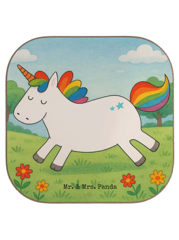 Mr. & Mrs. Panda Glasuntersetzer Einhorn Happy Design ohne Spruch in Weiß