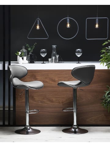 Beliani 2-tlg Drehhocker CONWAY in Grau/Silber