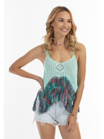 IZIA Damen Strick Top in Türkis Mehrfarbig