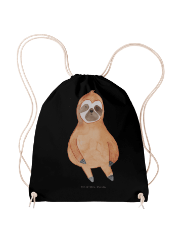 Mr. & Mrs. Panda Turnbeutel Faultier Zufrieden ohne Spruch in Schwarz