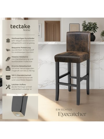 tectake Barstuhl aus Kunstleder, gepolstert mit Rückenlehne