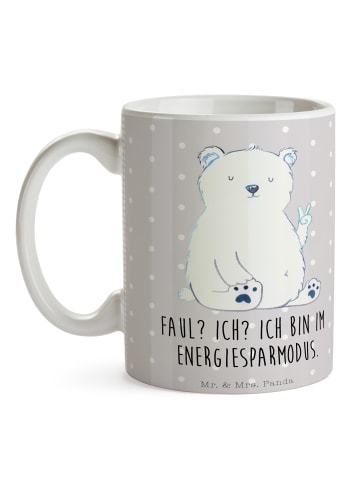 Mr. & Mrs. Panda Trinkbecher Eisbär Faul mit Spruch in Grau Pastell