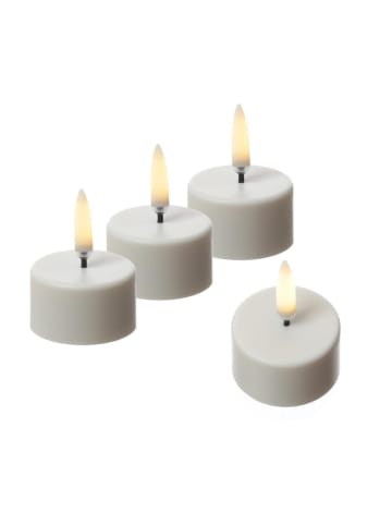 Uyuni 4er Set LED Mini Teelichter aufladbar Timer D: 4cm in weiß