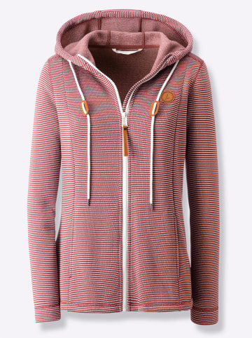WITT WEIDEN Fleece-Jacke in rotbraun-ecru-geringelt
