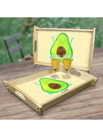 Mr. & Mrs. Panda Servier Tablett Avocado Glücklich ohne Spruch in Gelb Pastell