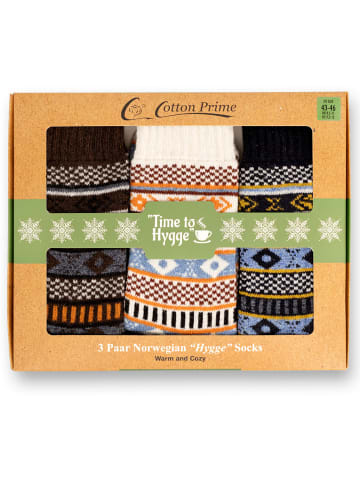 Vincent Creation® 3 Paar Bunte Norwegersocken Hygge Socken in Bunt