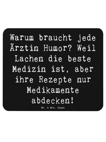Mr. & Mrs. Panda Mauspad Spruch Humorvolle Ärztin mit Spruch in Schwarz