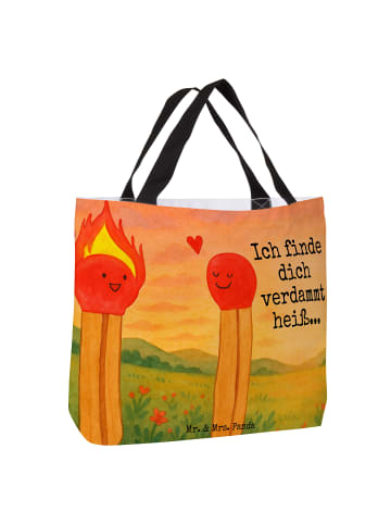 Mr. & Mrs. Panda Shopper Tasche Streichhölzer Design mit Spruch in Weiß