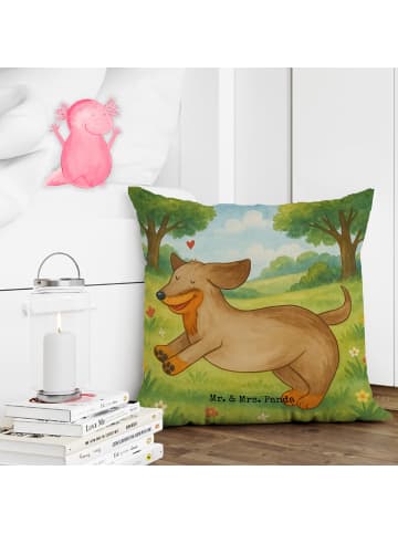 Mr. & Mrs. Panda Dekokissen Hund Dackel Design ohne Spruch in Weiß