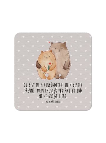 Mr. & Mrs. Panda Untersetzer Bären Liebe mit Spruch in Grau Pastell