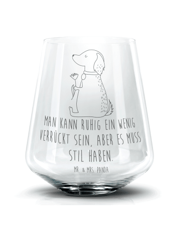 Mr. & Mrs. Panda Blümchentail Glas Hund Blume mit Spruch in Transparent