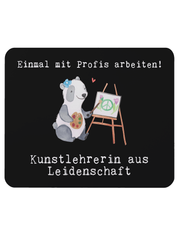 Mr. & Mrs. Panda Mauspad Kunstlehrerin Leidenschaft mit Spruch in Schwarz