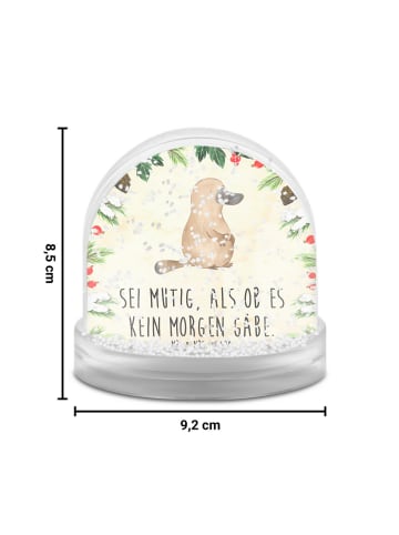 Mr. & Mrs. Panda Weihnachts Schneekugel Schnabeltier Mut mit Spruch in Naturpapier