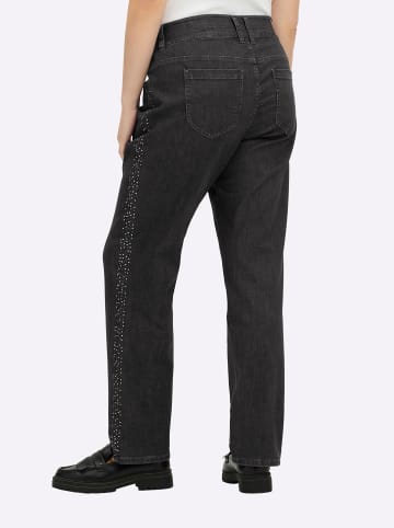 sheego Gerade Jeans in black denim