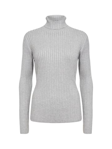 soyaconcept Rollkragenpullover mit Struktur und enger Passform in Lt Grey Melange