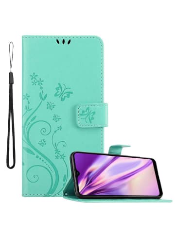 cadorabo Hülle für Samsung Galaxy A20s Blumen Design in FLORAL TÜRKIS