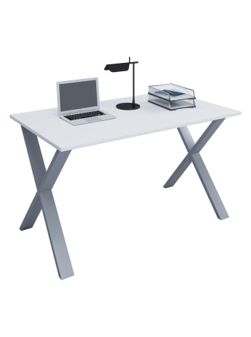 VCM  Büromöbel Schreibtisch Computertisch Lona X SW in Silber / Weiß