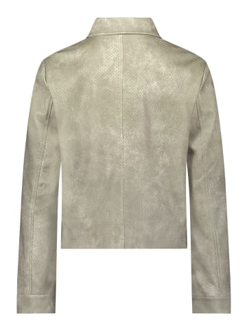 AMBER & JUNE Kunstleder-Jacke mit Kragen in khaki