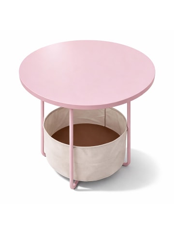 relaxdays Beistelltisch in Altrosa/ Cremeweiß - (H)50 x Ø 45 cm