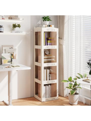 COSTWAY 360° drehbares Bücherregal in Weiß