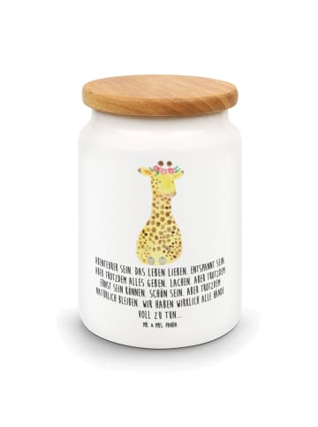 Mr. & Mrs. Panda Vorratsdose Küche Giraffe Blumenkranz mit Spruch in Weiß
