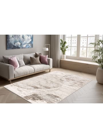 Vivorum Wohnzimmer Teppich – Kurzflorteppich Chalk 325 in silber - beige