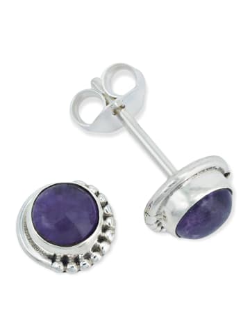 mantraroma 925er Silber - Ohrstecker (L) 7 x (B) 7 mm mit Amethyst