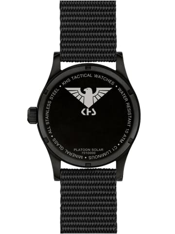KHS Herren-Armbanduhr Platoon Stahl Solar Schwarz