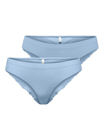 ONLY Spitzen Slips 2-er Pack Unterhosen Brazilian Tanga ONLLAURA in Blau