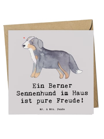 Mr. & Mrs. Panda Deluxe Karte Berner Sennenhund Freude mit Spruch in Grau Pastell