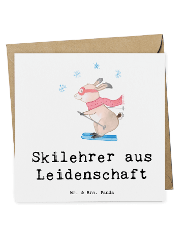 Mr. & Mrs. Panda Deluxe Karte Skilehrer Leidenschaft mit Spruch in Weiß