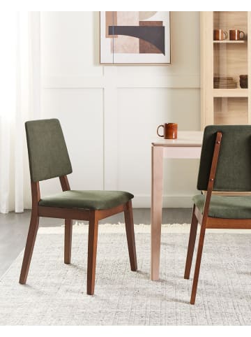 Beliani 2er-Set Esszimmerstuhl MERRILL in Braun/Grün