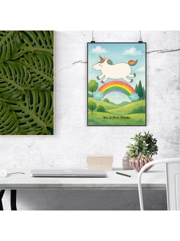 Mr. & Mrs. Panda Wandbild Einhorn Regenbogen Design ohne Spruch in Weiß