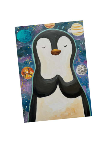 Mr. & Mrs. Panda Postkarte Pinguin Universum Design ohne Spruch in Weiß