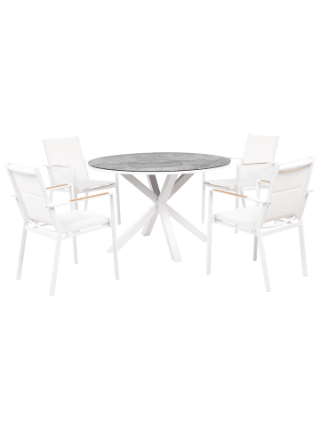 Beliani 5-tlg Gartentisch Set MALETTO/BUSSETO in Weiß/Grau/Braun