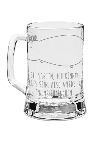 Mr. & Mrs. Panda Bierkrug Glas Einhorn Meerschweinchen mit Spruch in Transparent