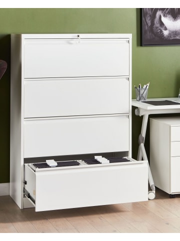 Beliani Büroschränke HALITE in Weiß - (W) 90 x (H) 133 x (L) 45 cm