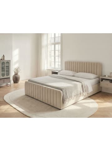 Beliani Doppelbett LUNAN in Beige/Schwarz - (W) 167 x (H) 100 x (L) 216 cm