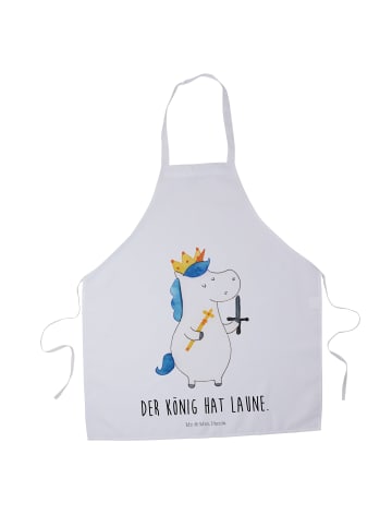 Mr. & Mrs. Panda Schürze Einhorn König mit Schwert mit Spruch in Weiß