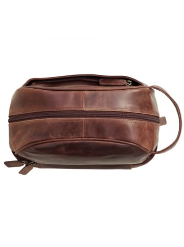 SID & VAIN Leder-Kulturtasche echt Leder Kulturtasche groß | Ledertasche braun ALEX in braun