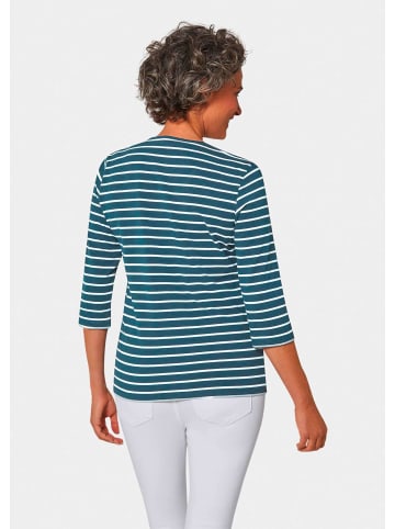 GOLDNER Ringelshirt Buntgewirktes Ringelshirt in dunkelpetrol / weiß / geringelt